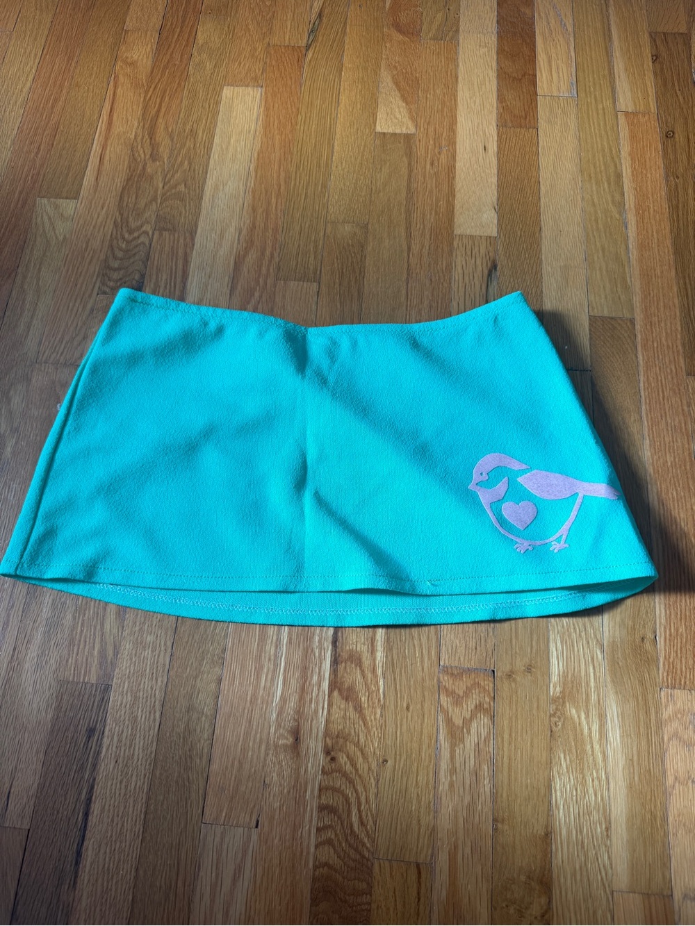 Aqua Mini Skirt with Pink Bird Accent